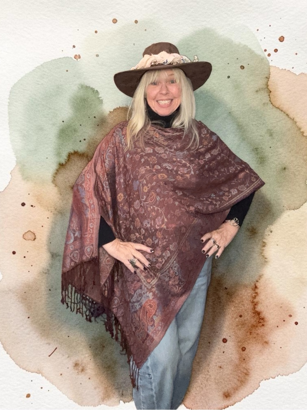 93. Boho Poncho Scarf
